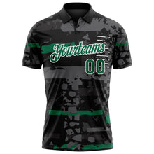 Laden Sie das Bild in den Galerie-Viewer, Uksn Individuelles Schwarz Kelly-Grün-Weiß Abstrakte geometrische Grunge-Fragmente Funktions-Poloshirt
