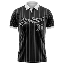Laden Sie das Bild in den Galerie-Viewer, Uksn Individuelles Schwarz Weiß mit Nadelstreifen-Weiß Funktions-Poloshirt
