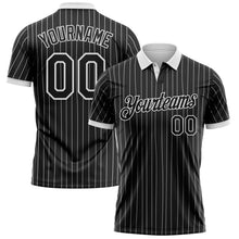 Laden Sie das Bild in den Galerie-Viewer, Uksn Individuelles Schwarz Weiß mit Nadelstreifen-Weiß Funktions-Poloshirt
