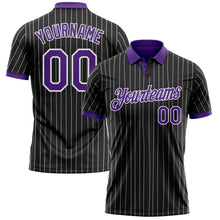 Laden Sie das Bild in den Galerie-Viewer, Uksn Individuelles Schwarz Weiß mit Nadelstreifen-Violett Funktions-Poloshirt

