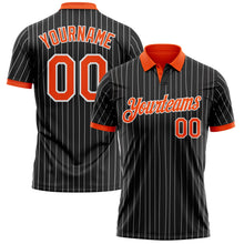 Laden Sie das Bild in den Galerie-Viewer, Uksn Individuelles Schwarz Weiß mit Nadelstreifen-Orange Funktions-Poloshirt
