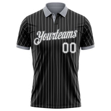 Laden Sie das Bild in den Galerie-Viewer, Uksn Individuelles Schwarz Weiß mit Nadelstreifen-Grau Funktions-Poloshirt
