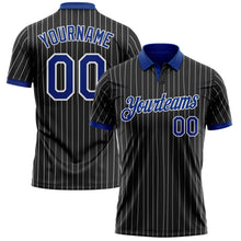 Laden Sie das Bild in den Galerie-Viewer, Uksn Individuelles Schwarz Weiß mit Nadelstreifen-Royalblau Funktions-Poloshirt
