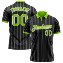 Laden Sie das Bild in den Galerie-Viewer, Uksn Individuelles Schwarz Weiß mit Nadelstreifen-Neongrün Funktions-Poloshirt
