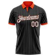 Laden Sie das Bild in den Galerie-Viewer, Uksn Individuelles Schwarz Weiß mit Nadelstreifen-Orange Funktions-Poloshirt
