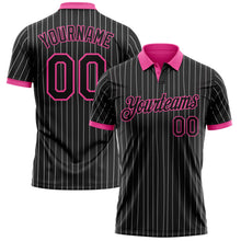 Laden Sie das Bild in den Galerie-Viewer, Uksn Individuelles Schwarz Weiß mit Nadelstreifen-Pink Funktions-Poloshirt
