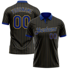 Laden Sie das Bild in den Galerie-Viewer, Uksn Individuelles Schwarz Altgold Nadelstreifen-Royalblau Funktions-Poloshirt
