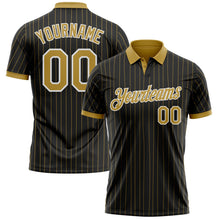 Laden Sie das Bild in den Galerie-Viewer, Uksn Individuelles Schwarz Altgold Nadelstreifen-Weiß Funktions-Poloshirt
