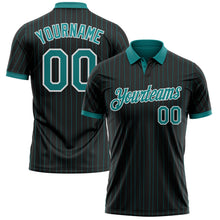 Laden Sie das Bild in den Galerie-Viewer, Uksn Individuelles Schwarz Petrol Nadelstreifen-Weiß Funktions-Poloshirt
