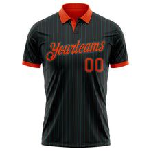 Laden Sie das Bild in den Galerie-Viewer, Uksn Individuelles Schwarz Petrol Nadelstreifen Orange-Petrol Funktions-Poloshirt
