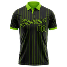 Laden Sie das Bild in den Galerie-Viewer, Uksn Individuelles Schwarz Neongrün Nadelstreifen-Neongrün Funktions-Poloshirt
