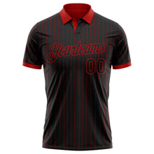 Laden Sie das Bild in den Galerie-Viewer, Uksn Individuelles Schwarz Rot mit Nadelstreifen-Rot Funktions-Poloshirt
