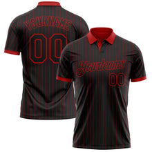 Laden Sie das Bild in den Galerie-Viewer, Uksn Individuelles Schwarz Rot mit Nadelstreifen-Rot Funktions-Poloshirt
