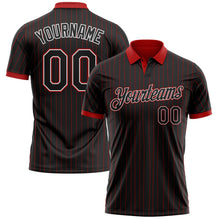 Laden Sie das Bild in den Galerie-Viewer, Uksn Individuelles Schwarz Rot mit Nadelstreifen-Weiß Funktions-Poloshirt
