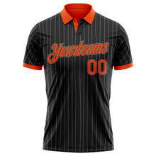 Laden Sie das Bild in den Galerie-Viewer, Uksn Individuelles Schwarz Grau Nadelstreifen-Orange Funktions-Poloshirt
