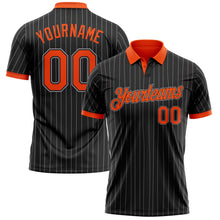 Laden Sie das Bild in den Galerie-Viewer, Uksn Individuelles Schwarz Grau Nadelstreifen-Orange Funktions-Poloshirt
