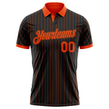 Laden Sie das Bild in den Galerie-Viewer, Uksn Individuelles Schwarz Orange Nadelstreifen-Orange Funktions-Poloshirt
