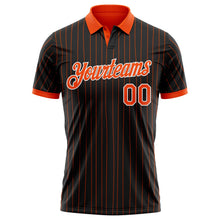 Laden Sie das Bild in den Galerie-Viewer, Uksn Individuelles Schwarz Orange Nadelstreifen-Weiß Funktions-Poloshirt

