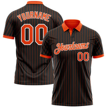 Laden Sie das Bild in den Galerie-Viewer, Uksn Individuelles Schwarz Orange Nadelstreifen-Weiß Funktions-Poloshirt
