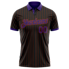 Laden Sie das Bild in den Galerie-Viewer, Uksn Individuelles Schwarz Orange Nadelstreifen-Violett Funktions-Poloshirt
