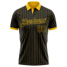 Laden Sie das Bild in den Galerie-Viewer, Uksn Individuelles Schwarz Gelb Nadelstreifen-Gelb Funktions-Poloshirt

