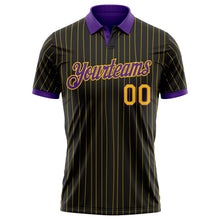 Laden Sie das Bild in den Galerie-Viewer, Uksn Individuelles Schwarz Gelb Nadelstreifen-Violett Funktions-Poloshirt
