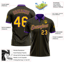 Laden Sie das Bild in den Galerie-Viewer, Uksn Individuelles Schwarz Gelb Nadelstreifen-Violett Funktions-Poloshirt
