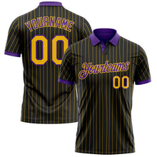 Laden Sie das Bild in den Galerie-Viewer, Uksn Individuelles Schwarz Gelb Nadelstreifen-Violett Funktions-Poloshirt
