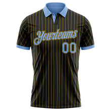 Laden Sie das Bild in den Galerie-Viewer, Uksn Individuelles Schwarz Gelb Nadelstreifen-Hellblau Funktions-Poloshirt
