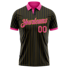 Laden Sie das Bild in den Galerie-Viewer, Uksn Individuelles Schwarz Gelb Nadelstreifen-Pink Funktions-Poloshirt
