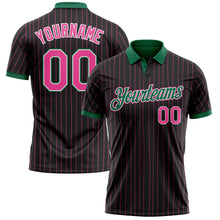 Laden Sie das Bild in den Galerie-Viewer, Uksn Individuelles Schwarz Pink Nadelstreifen Weiß-Kelly-Grün Funktions-Poloshirt
