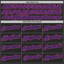 Laden Sie das Bild in den Galerie-Viewer, Uksn Individuelles Schwarz Pink Nadelstreifen-Violett Funktions-Poloshirt
