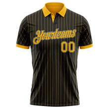 Laden Sie das Bild in den Galerie-Viewer, Uksn Individuelles Schwarz Gold Nadelstreifen-Weiß Funktions-Poloshirt
