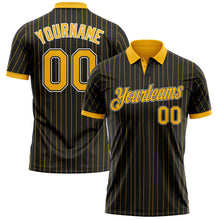 Laden Sie das Bild in den Galerie-Viewer, Uksn Individuelles Schwarz Gold Nadelstreifen-Weiß Funktions-Poloshirt
