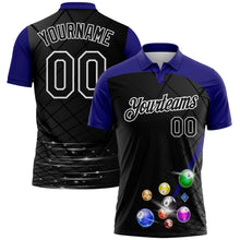 Laden Sie das Bild in den Galerie-Viewer, Uksn Individuelles Schwarz Violett-Weiß Billardkugeln Funktions-Poloshirt
