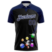 Laden Sie das Bild in den Galerie-Viewer, Uksn Individuelles Schwarz Marineblau-Weiß Billardkugeln Funktions-Poloshirt
