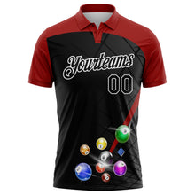 Laden Sie das Bild in den Galerie-Viewer, Uksn Individuelles Schwarz Rot-Weiß Billardkugeln Funktions-Poloshirt
