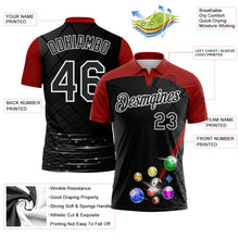 Laden Sie das Bild in den Galerie-Viewer, Uksn Individuelles Schwarz Rot-Weiß Billardkugeln Funktions-Poloshirt
