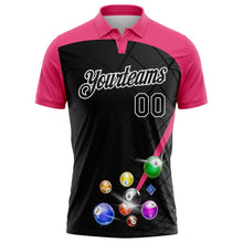 Laden Sie das Bild in den Galerie-Viewer, Uksn Individuelles Schwarz Pink-Weiß Billardkugeln Funktions-Poloshirt
