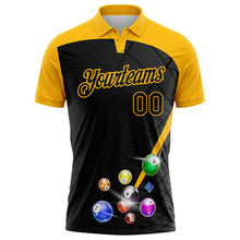 Laden Sie das Bild in den Galerie-Viewer, Uksn Individuelles Schwarz-Gold Billardkugeln Funktions-Poloshirt
