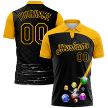 Laden Sie das Bild in den Galerie-Viewer, Uksn Individuelles Schwarz-Gold Billardkugeln Funktions-Poloshirt
