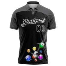 Laden Sie das Bild in den Galerie-Viewer, Uksn Individuelles Schwarz Stahlgrau-Weiß Billardkugeln Funktions-Poloshirt
