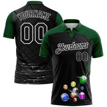 Laden Sie das Bild in den Galerie-Viewer, Uksn Individuelles Schwarz Grün-Weiß Billardkugeln Funktions-Poloshirt

