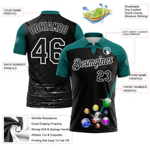 Laden Sie das Bild in den Galerie-Viewer, Uksn Individuelles Schwarz Petrol-Weiß Billardkugeln Funktions-Poloshirt
