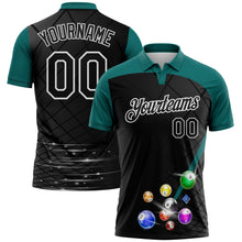 Laden Sie das Bild in den Galerie-Viewer, Uksn Individuelles Schwarz Petrol-Weiß Billardkugeln Funktions-Poloshirt
