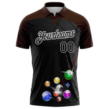 Laden Sie das Bild in den Galerie-Viewer, Uksn Individuelles Schwarz Braun-Weiß Billardkugeln Funktions-Poloshirt
