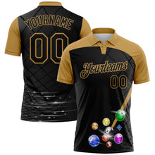 Laden Sie das Bild in den Galerie-Viewer, Uksn Individuelles Schwarz-Altgold Billardkugeln Funktions-Poloshirt
