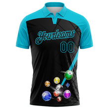 Laden Sie das Bild in den Galerie-Viewer, Uksn Individuelles Schwarz-Lakes Blau Billardkugeln Funktions-Poloshirt
