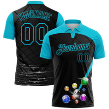 Laden Sie das Bild in den Galerie-Viewer, Uksn Individuelles Schwarz-Lakes Blau Billardkugeln Funktions-Poloshirt

