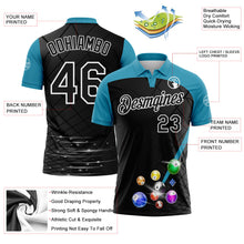 Laden Sie das Bild in den Galerie-Viewer, Uksn Individuelles Schwarz Pantherblau-Weiß Billardkugeln Funktions-Poloshirt
